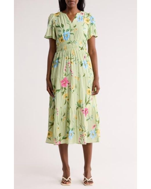 august sky floral tiered midi dress Floral Tiered Midi Dress (Women)