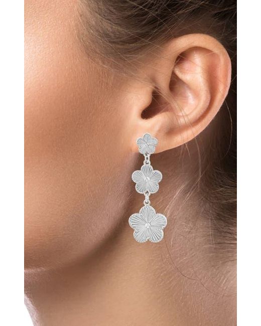 Jardin White Cascading 3 Tier Clover Drop Earrings
