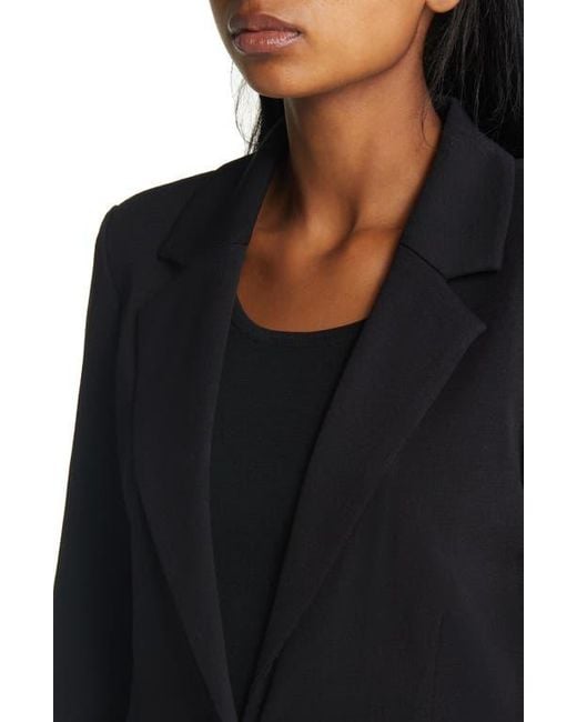 Ming Wang Black One-Button Knit Blazer