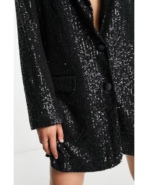 ASOS Black Oversize Sequin Blazer