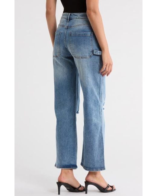 Vigoss Blue Ripped Baggy Straight Leg Utility Jeans