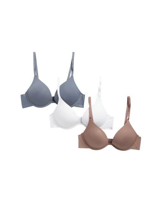 Danskin Blue 3-Pack Assorted Breathable Micro Mesh Underwire Bras