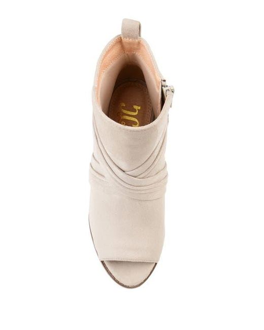 Journee Collection Natural Sabeena Wedge Peep Toe Bootie