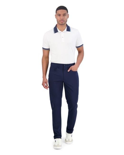 Ben Sherman Blue Solid 4-Way-Stretch Tech Golf Pants for men