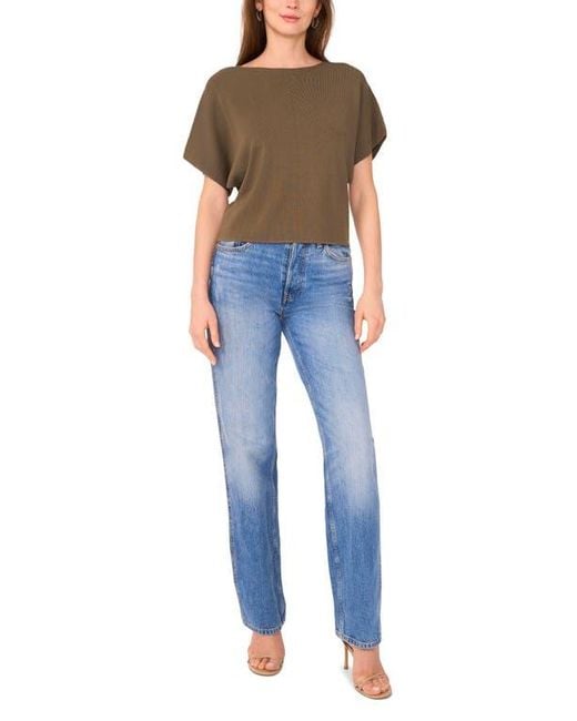 Halogen® Blue Short Sleeve Crop Sweater