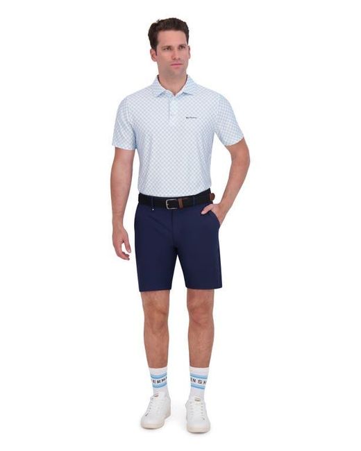 Ben Sherman Blue Checkered Print Stretch Tech Polo for men