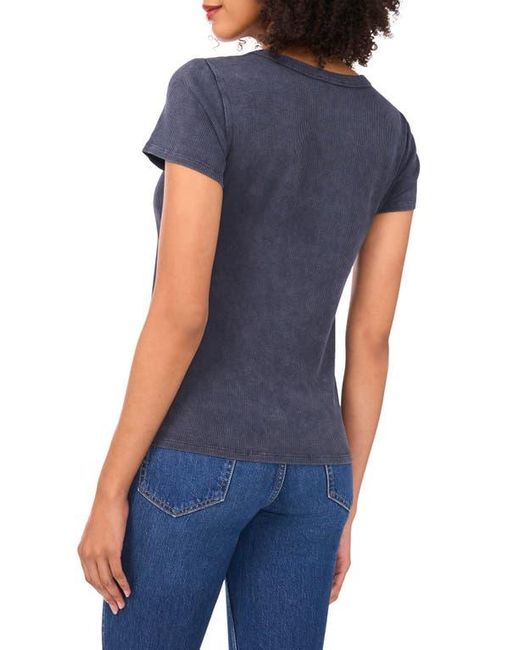 Halogen® Blue Ribbed Washed T-Shirt