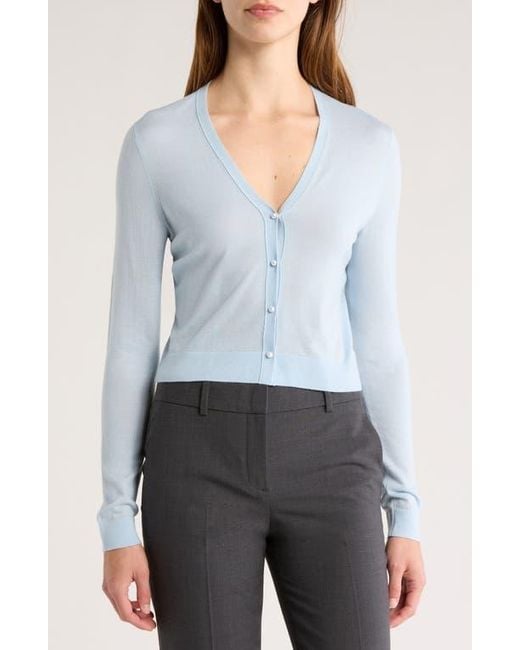 Theory Blue Wool Blend Crop Cardigan