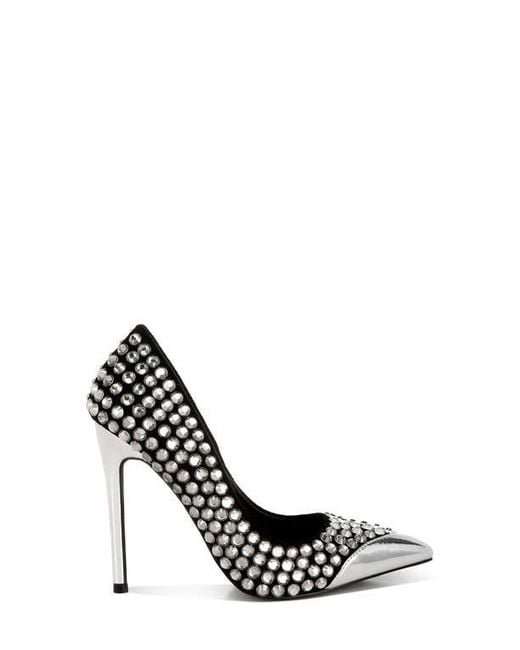 LONDON RAG Black Super Fan Diamante Embellished Pump