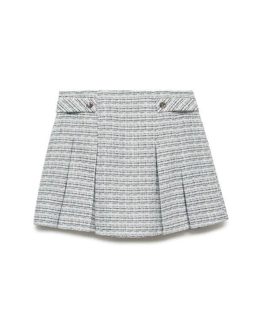 Mango Gray Button Tab Tweed Miniskirt