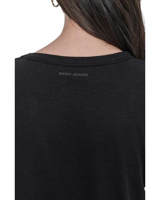 DKNY Black Ruched Knit Top