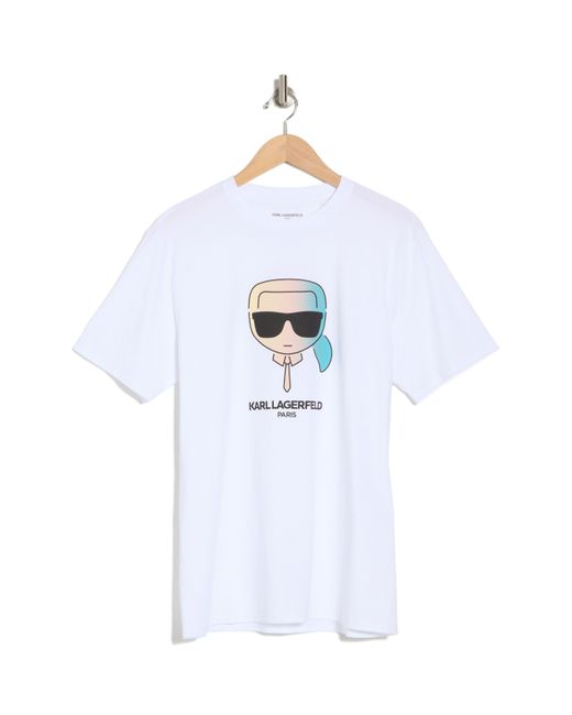 Karl Lagerfeld White Karl Character Cotton Graphic T-shirt for men