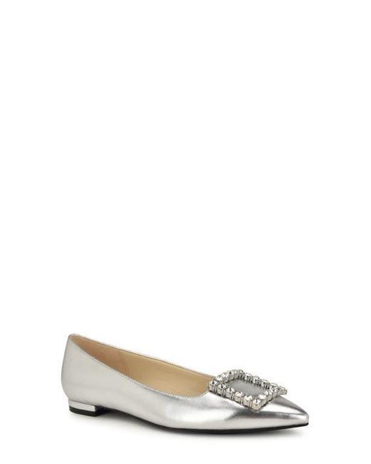 Nine West White Jesike Pointed Toe Flat