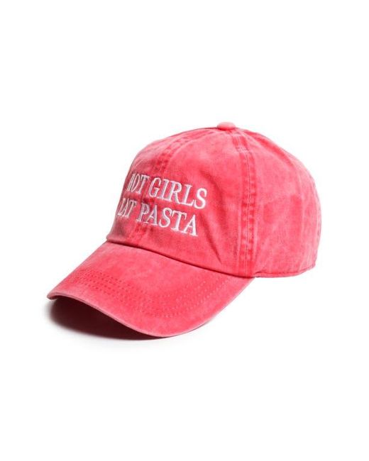David & Young Pink Hot Girls Eat Pasta Cotton Baseball Cap