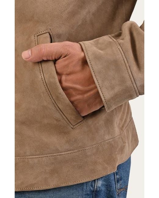 Frye Brown Cafe Leather Racer Jacket for men
