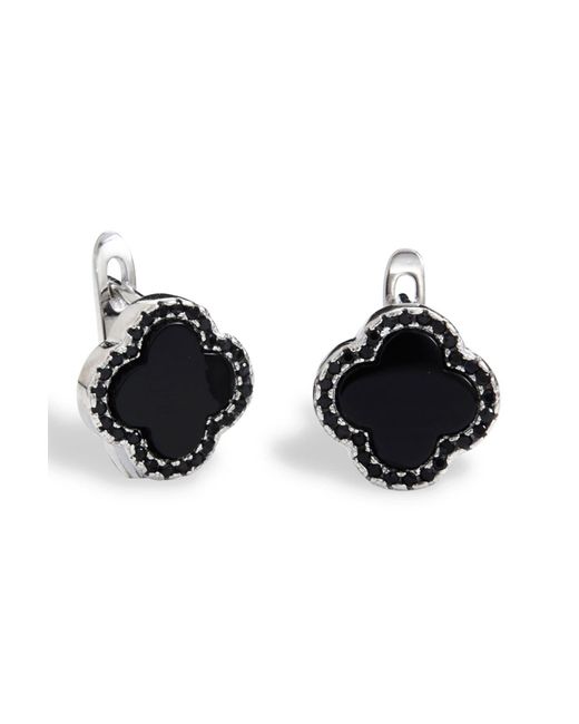 SAVVY CIE JEWELS Sterling Silver Onyx Clover Stud Earrings In Black At Nordstrom Rack