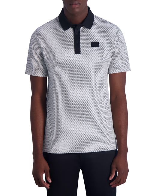 Karl Lagerfeld Gray Wavy Texture Performance Polo for men