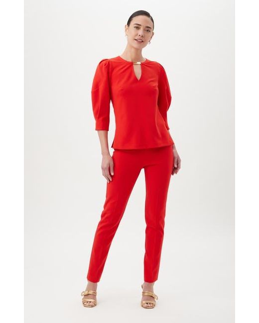 Trina Turk Red Emiko Puff Sleeve Top