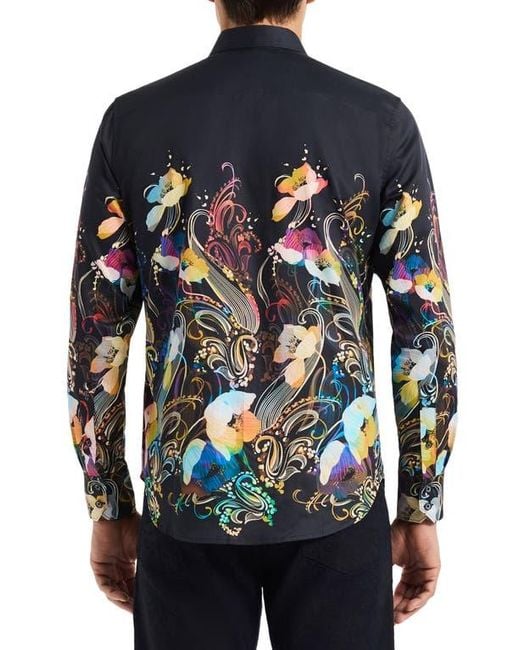 Robert Graham Black Jacobs Long Sleeve Button-Up Shirt for men