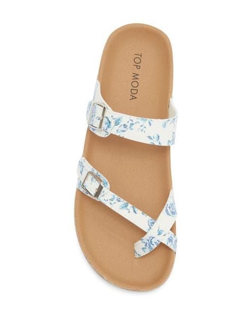 Top Moda White Amara Toe Loop Sandal