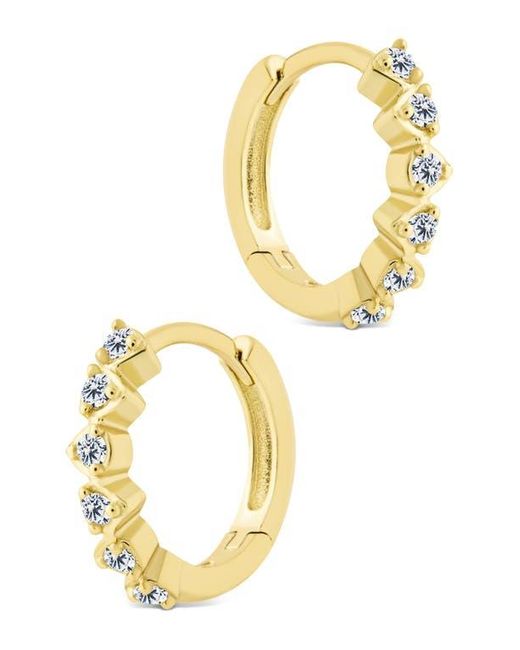 Sterling Forever Metallic Cassandra Cz Micro Hoop Earrings