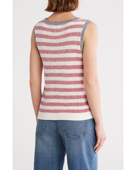Lucky Brand Red Stripe Cotton Blend Sweater Tank
