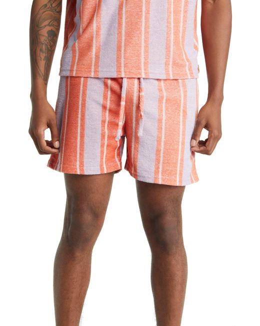 Native Youth Pink Stripe French Terry Shorts for men