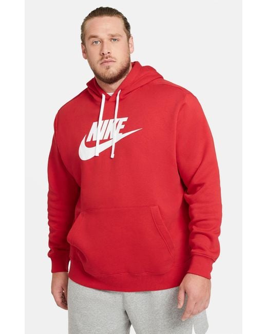 Nike Red Sportswear Club Fleece Logo Hoodie for men