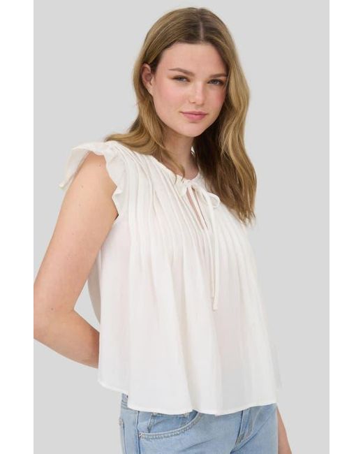 Blu Pepper White Pin Tuck Pleat Ruffle Top
