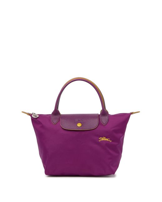 Longchamp Purple Le Pliage Club Small Leather Trimmed Bag