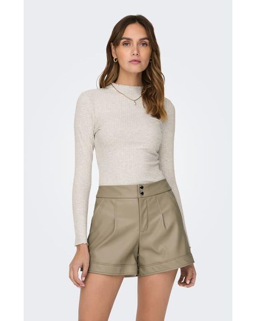 ONLY Natural Emma Funnel Neck Ribbed Sweater