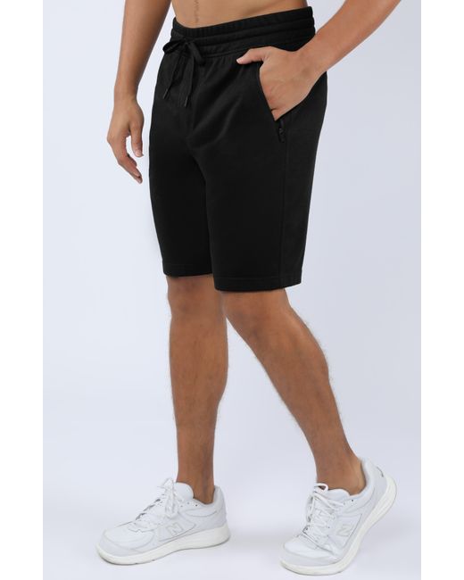 90 Degrees Black Zip Pocket Shorts for men