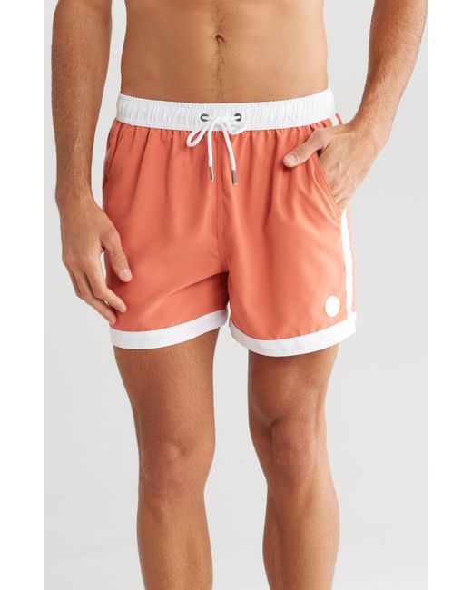 Native Youth Red Volley Swim Trunks for men
