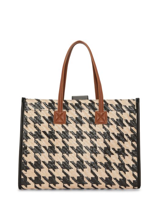 Vince Camuto Metallic Saly Houndstooth Check Tote
