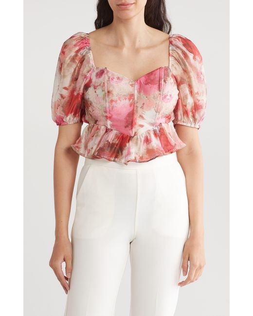 Lulus Red Affectionate Essence Floral Top
