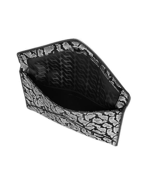 Rebecca Minkoff Gray Leo Metallic Print Envelope Clutch