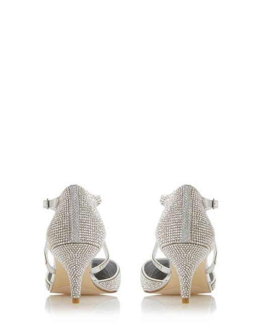 Dune White Captivates Rhinestone Pointed Toe Pump