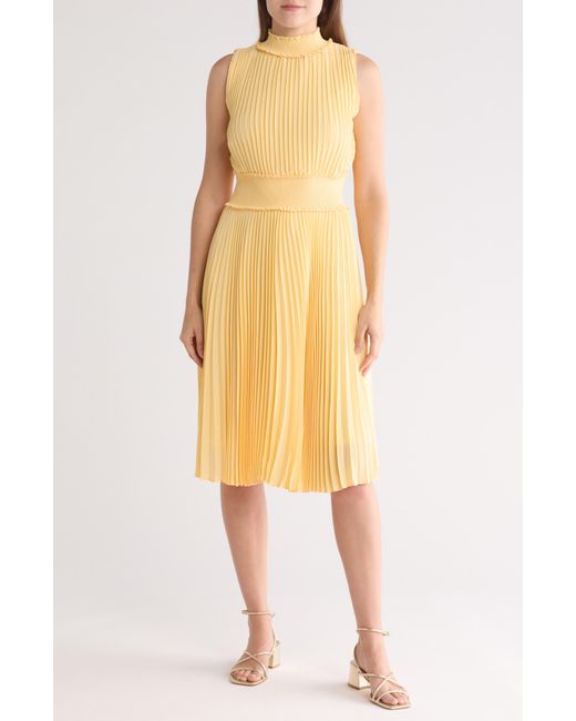 Nanette Lepore Yellow Nanette Solid Pleated Dress
