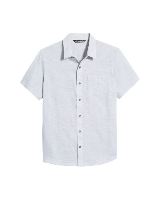 Travis Mathew White Personal Preference Stripe Short Sleeve Cotton Button-up Shirt for men