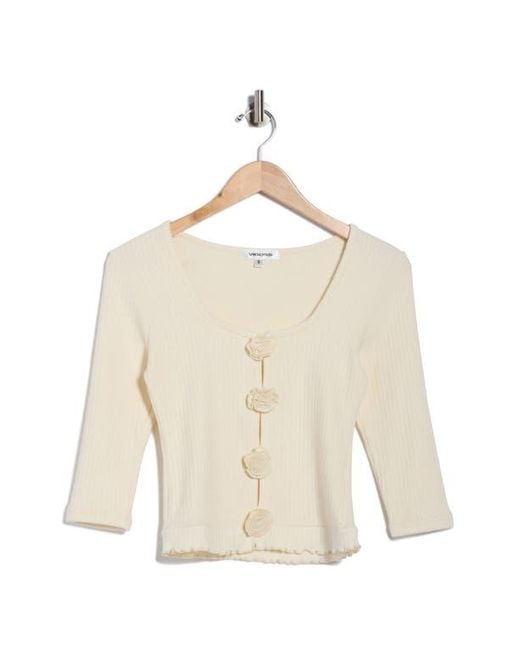 Vigoss Blue Rosette Scoop Neck Knit Top
