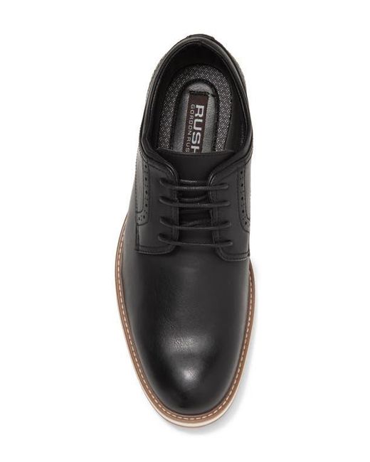 Gordon Rush Black Burnished Plain-Toe Derby Shoes for men