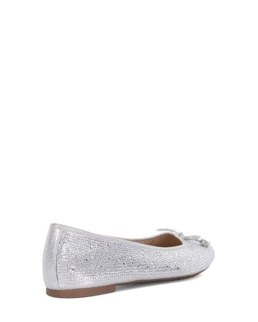 Dune White Hallis Embellished Ballet Flat