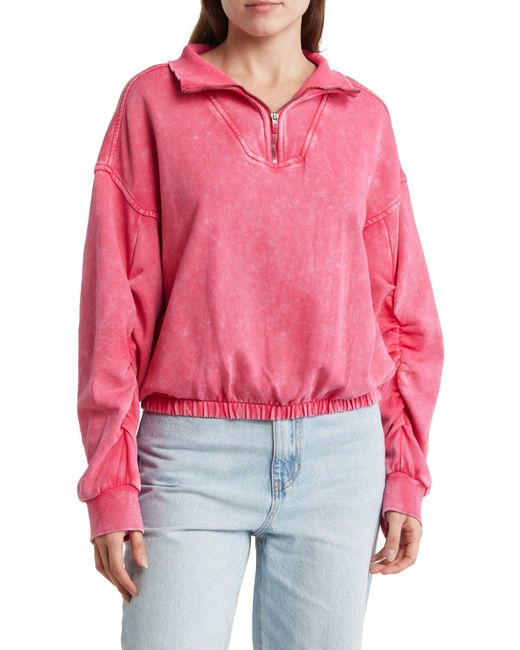 Fp Movement Red Valley Girl Half Zip Crop Sweatshirt