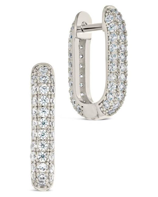 Sterling Forever White Mara Cubic Zirconia Hoop Earrings