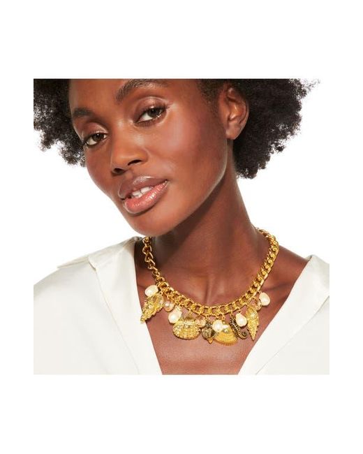 Kurt Geiger Metallic Faux Pearl & Shell Charm Necklace