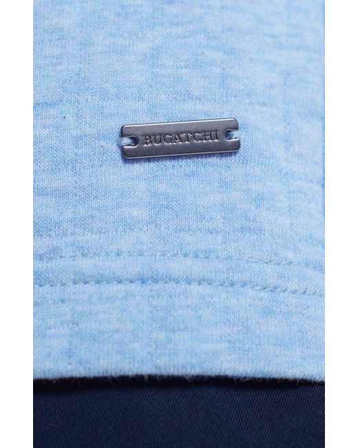 Bugatchi Blue Waffle Quarter Zip Cotton Blend Pullover for men
