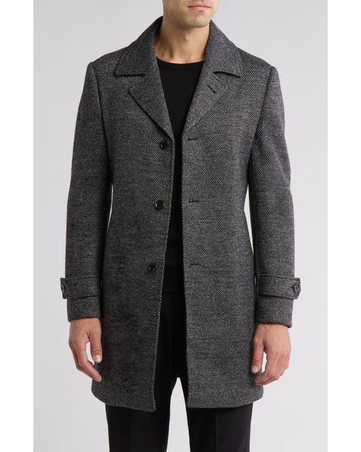 English Laundry Gray Chevron Wool Blend Overcoat for men
