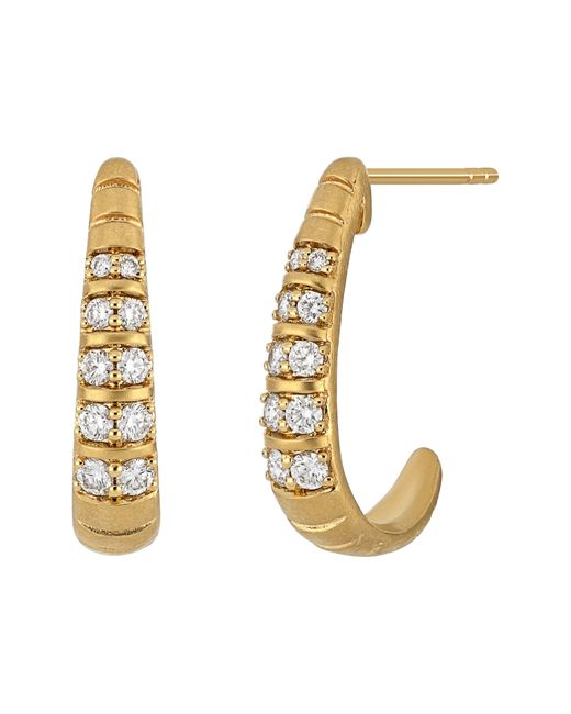 Bony Levy Metallic Audrey 18k Gold Double Diamond J Hoop Earrings