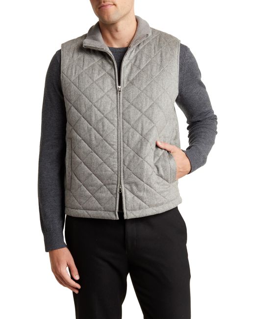 Amicale Gray Diamond Quilt Wool & Cashmere Vest for men
