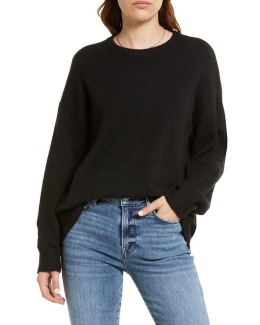 Treasure Bond Organic Cotton Blend Crewneck Sweater in Black Lyst
